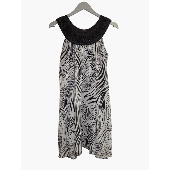 Vintage Unyx Black & White Halter Dress Sz S - Picture 1 of 4